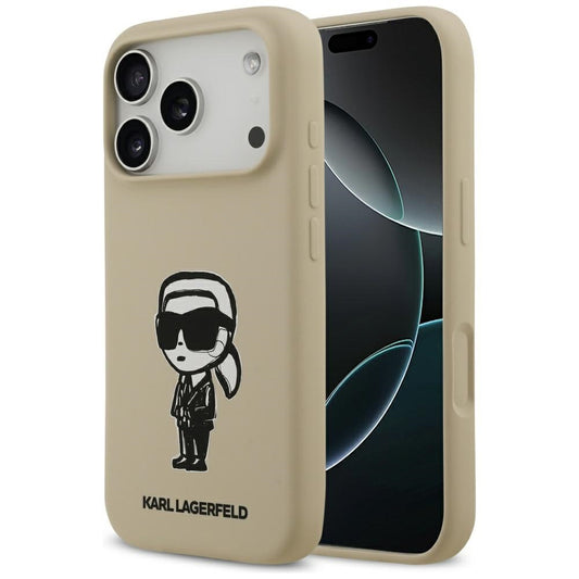 Husa pentru Apple iPhone 17 Pro, Karl Lagerfeld, Sketch and Logo Karl, Maro