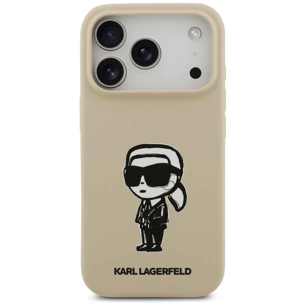 Husa pentru Apple iPhone 17 Pro, Karl Lagerfeld, Sketch and Logo Karl, Maro