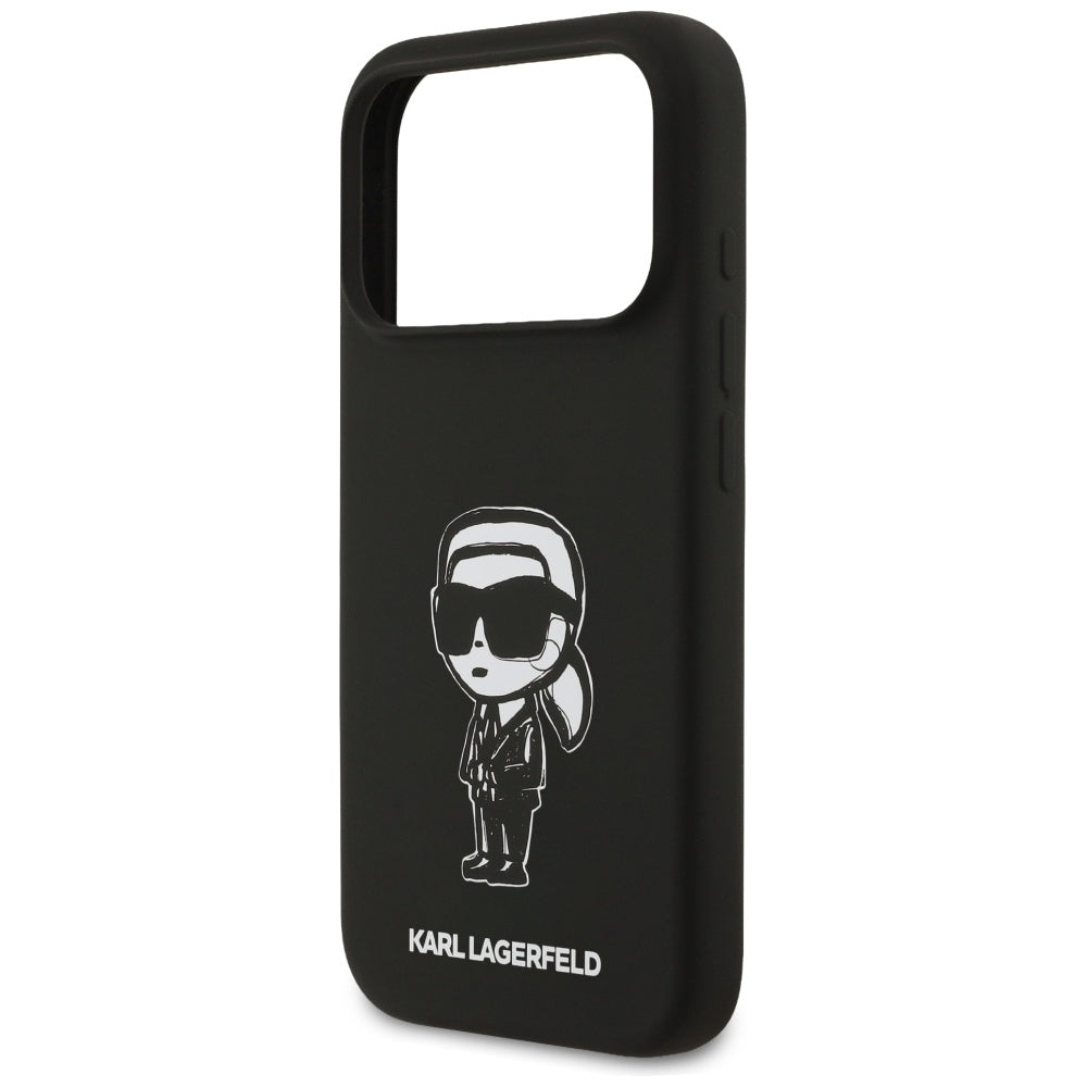 Husa pentru Apple iPhone 17 Pro, Karl Lagerfeld, Sketch and Logo Karl, Neagra