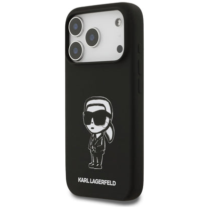 Husa pentru Apple iPhone 17 Pro, Karl Lagerfeld, Sketch and Logo Karl, Neagra