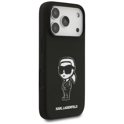 Husa pentru Apple iPhone 17 Pro, Karl Lagerfeld, Sketch and Logo Karl, Neagra