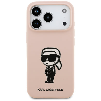 Husa pentru Apple iPhone 17 Pro, Karl Lagerfeld, Sketch and Logo Karl, Roz