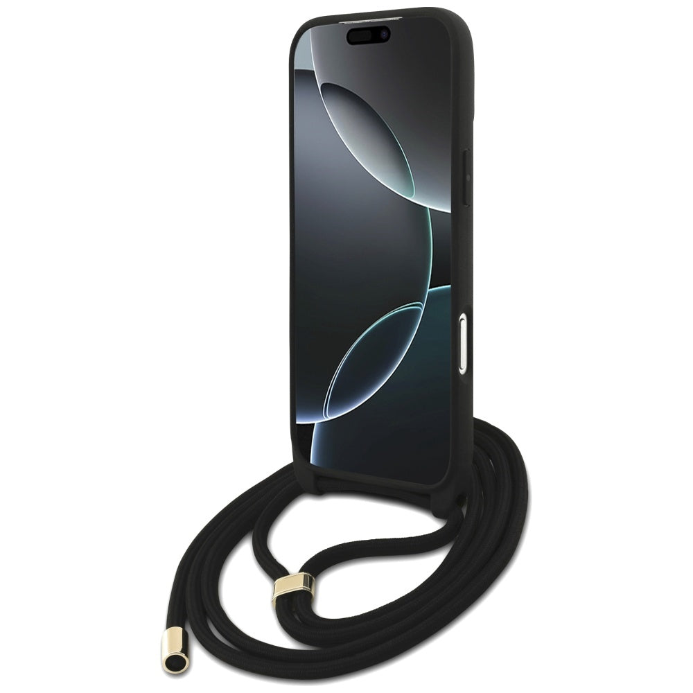 Husa pentru Apple iPhone 17 Pro Max, Guess, 4G CBDY Big Logo with Cord Strap, Maro