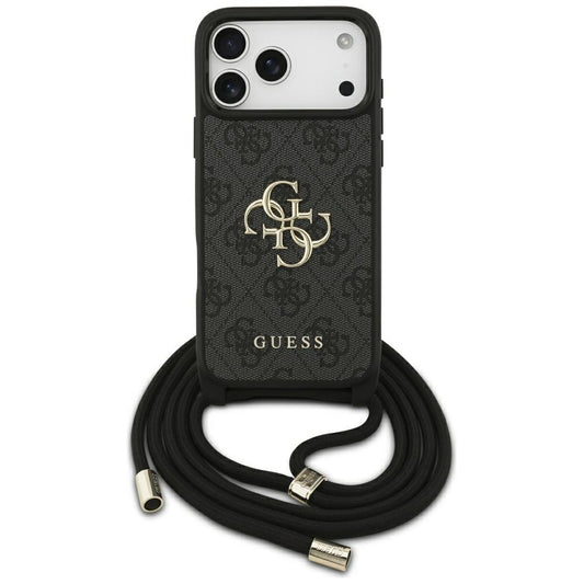 Husa pentru Apple iPhone 17 Pro Max, Guess, 4G CBDY Big Logo with Cord Strap, Neagra