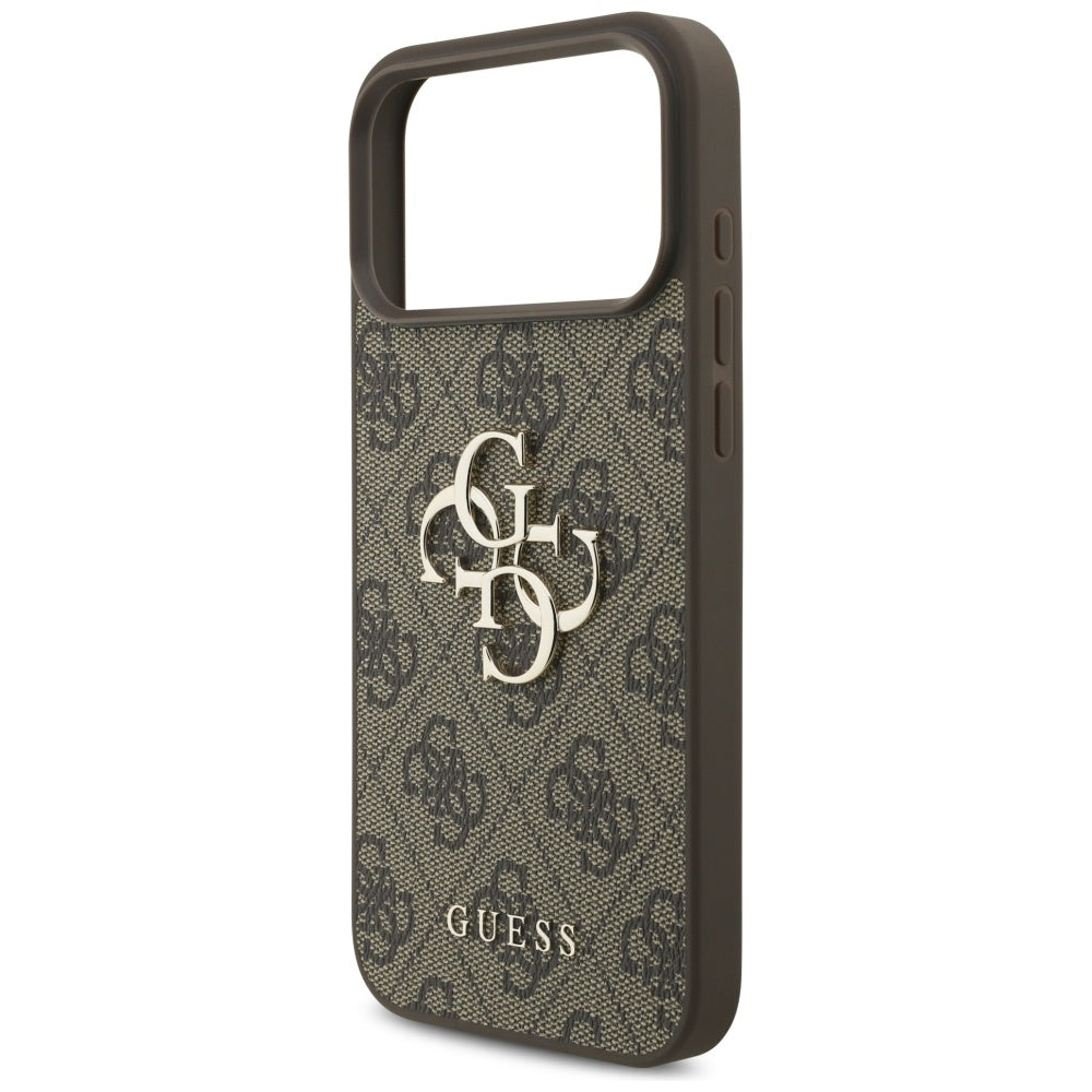 Husa pentru Apple iPhone 17 Pro Max, Guess, 4G Classic Logo with Pearl Strap, Maro
