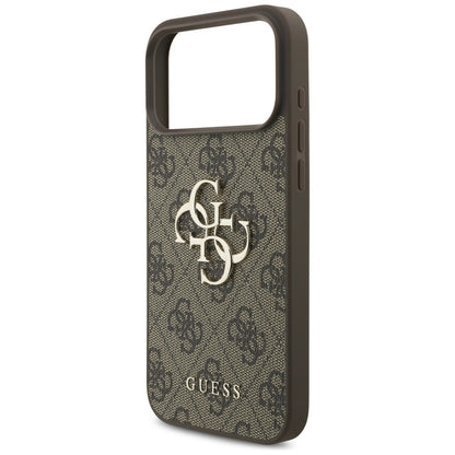 Husa pentru Apple iPhone 17 Pro Max, Guess, 4G Classic Logo with Pearl Strap, Maro