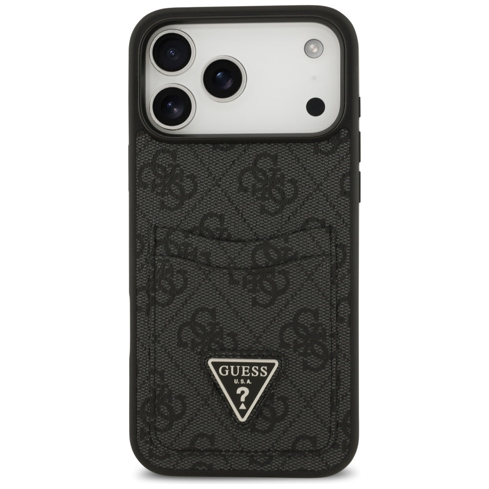 Husa pentru Apple iPhone 17 Pro Max, Guess, 4G Double Card Triangle, Neagra