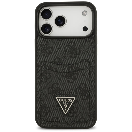 Husa pentru Apple iPhone 17 Pro Max, Guess, 4G Double Card Triangle, Neagra