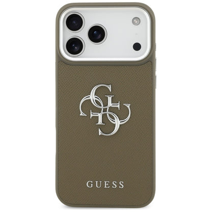 Husa pentru Apple iPhone 17 Pro Max, Guess, 4G Grained Big And Classic Logo, Maro Argintie