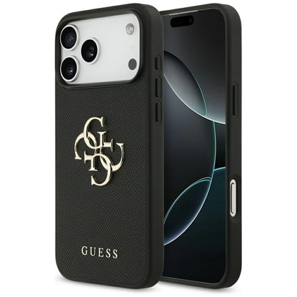 Husa pentru Apple iPhone 17 Pro Max, Guess, 4G Grained Big and Classic Logo, Neagra