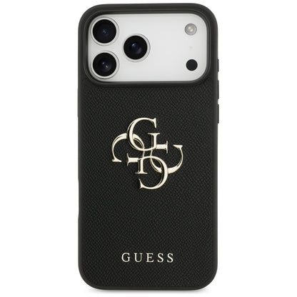 Husa pentru Apple iPhone 17 Pro Max, Guess, 4G Grained Big and Classic Logo, Neagra