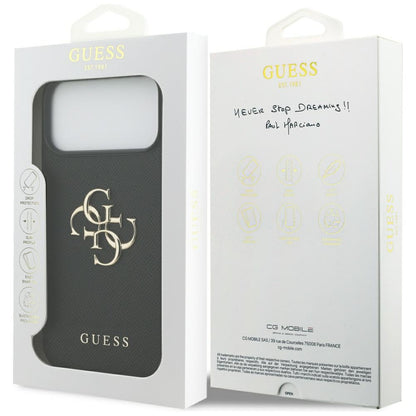 Husa pentru Apple iPhone 17 Pro Max, Guess, 4G Grained Big and Classic Logo, Neagra