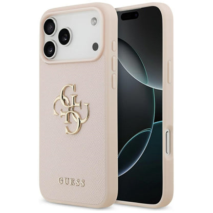 Husa pentru Apple iPhone 17 Pro Max, Guess, 4G Grained Big and Classic Logo, Roz