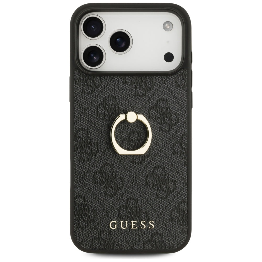 Husa pentru Apple iPhone 17 Pro Max, Guess, 4G Ring Stand, Neagra