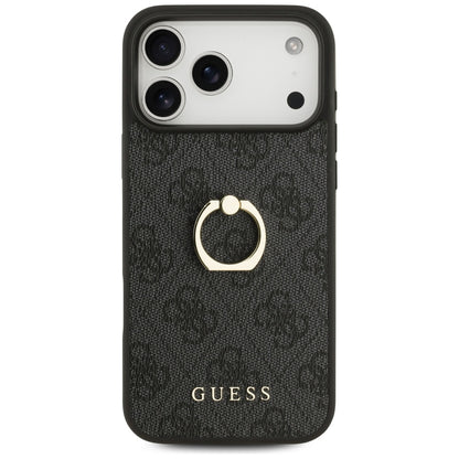 Husa pentru Apple iPhone 17 Pro Max, Guess, 4G Ring Stand, Neagra