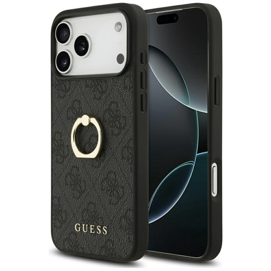 Husa pentru Apple iPhone 17 Pro Max, Guess, 4G Ring Stand, Neagra