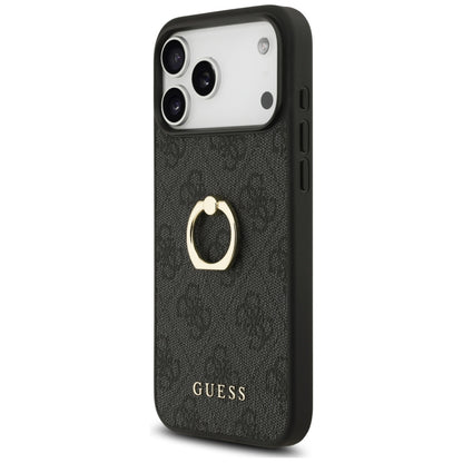 Husa pentru Apple iPhone 17 Pro Max, Guess, 4G Ring Stand, Neagra
