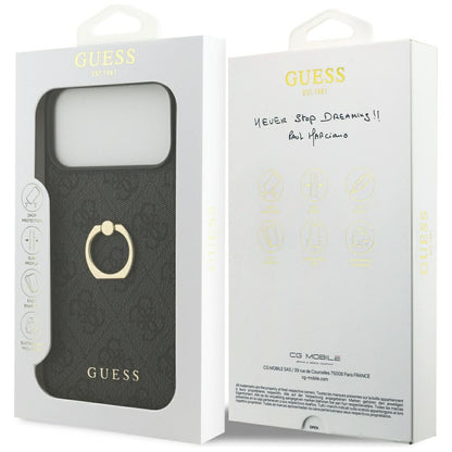 Husa pentru Apple iPhone 17 Pro Max, Guess, 4G Ring Stand, Neagra