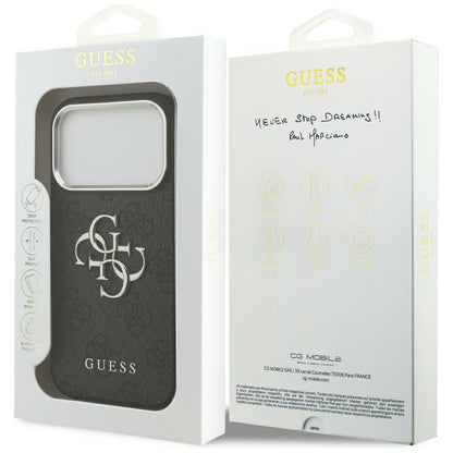 Husa pentru Apple iPhone 17 Pro Max, Guess, Big 4G Logo Classic, Neagra Argintie