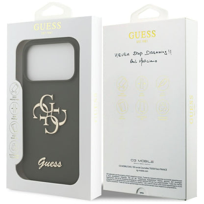 Husa pentru Apple iPhone 17 Pro Max, Guess, Big 4G Script, Kaki