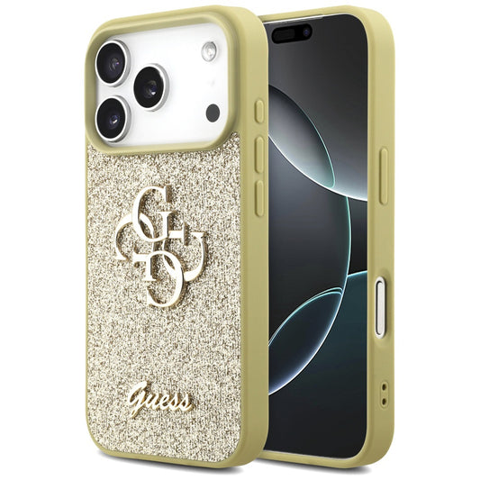 Husa pentru Apple iPhone 17 Pro Max, Guess, Fixed Glitter Big 4G, Aurie