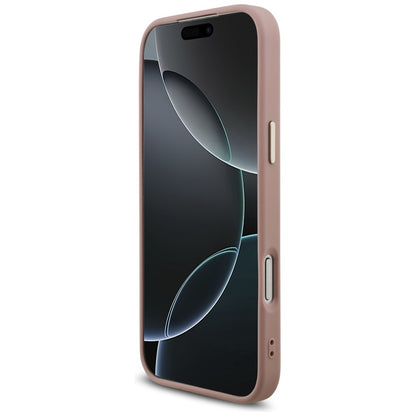 Husa pentru Apple iPhone 17 Pro Max, Guess, Fixed Glitter Big 4G Metal Frame, Roz