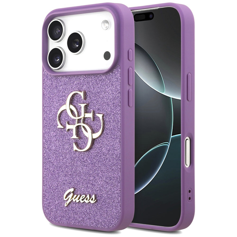 Husa pentru Apple iPhone 17 Pro Max, Guess, Fixed Glitter Big 4G, Mov