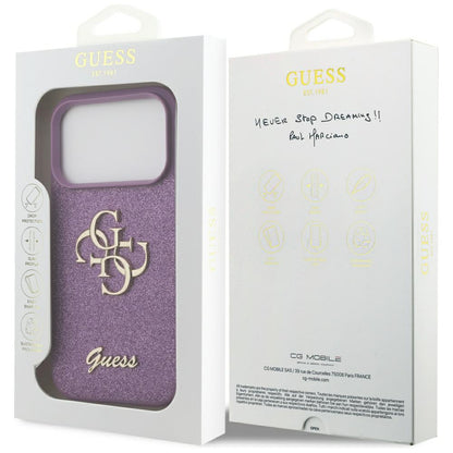Husa pentru Apple iPhone 17 Pro Max, Guess, Fixed Glitter Big 4G, Mov