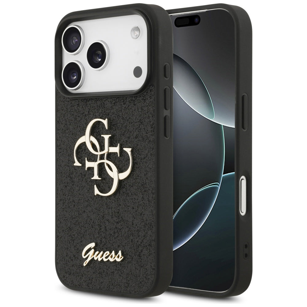Husa pentru Apple iPhone 17 Pro Max, Guess, Fixed Glitter Big 4G, Neagra