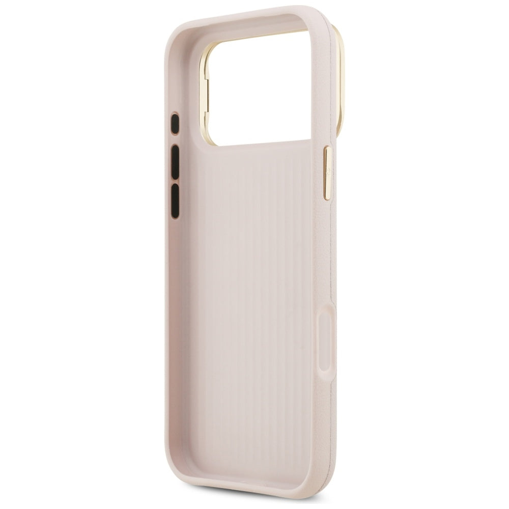 Husa pentru Apple iPhone 17 Pro Max, Guess, Grained Big 4G Stand Camera, Roz