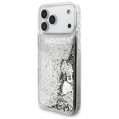 Husa pentru Apple iPhone 17 Pro Max, Guess, Liquid Glitter Charms, Argintie