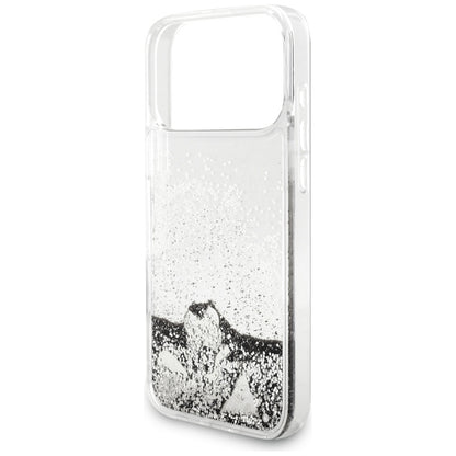 Husa pentru Apple iPhone 17 Pro Max, Guess, Liquid Glitter Charms, Argintie