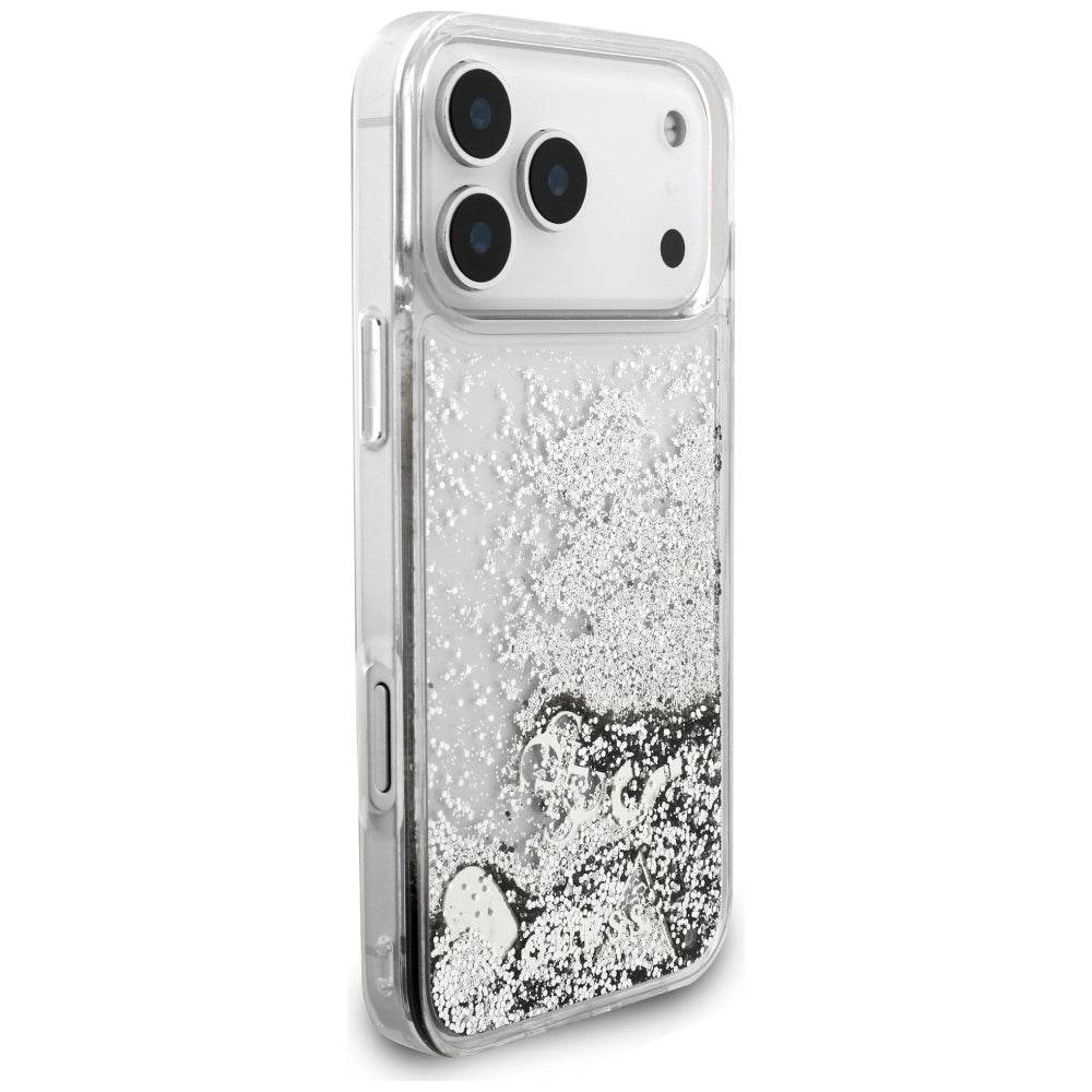 Husa pentru Apple iPhone 17 Pro Max, Guess, Liquid Glitter Charms, Argintie