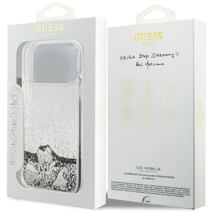 Husa pentru Apple iPhone 17 Pro Max, Guess, Liquid Glitter Charms, Argintie