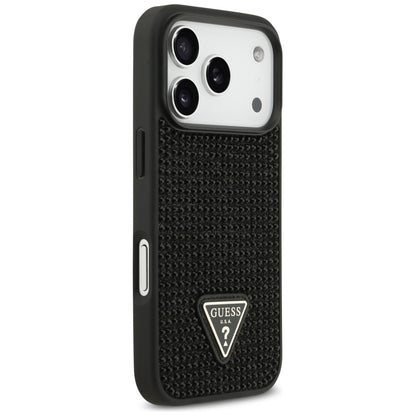 Husa pentru Apple iPhone 17 Pro Max, Guess, Rhinestone Triangle Logo, Neagra