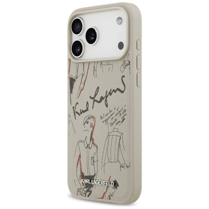 Husa pentru Apple iPhone 17 Pro Max, Karl Lagerfeld, Grained Pattern Logo, Gri