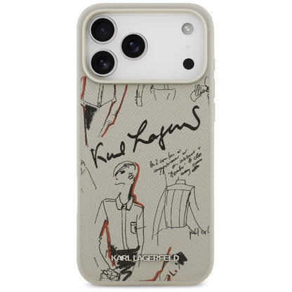 Husa pentru Apple iPhone 17 Pro Max, Karl Lagerfeld, Grained Pattern Logo, Gri