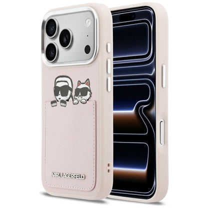 Husa pentru Apple iPhone 17 Pro Max, Karl Lagerfeld, Karl & Choupette Print with Pocket, Roz