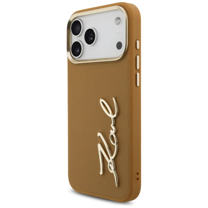 Husa pentru Apple iPhone 17 Pro Max, Karl Lagerfeld, Script Logo, Maro