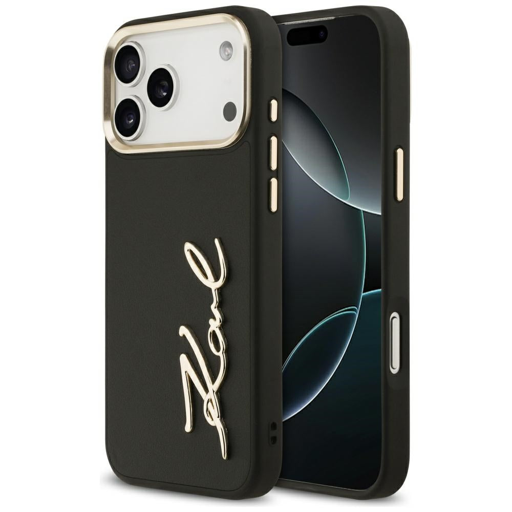 Husa pentru Apple iPhone 17 Pro Max, Karl Lagerfeld, Script Logo, Neagra