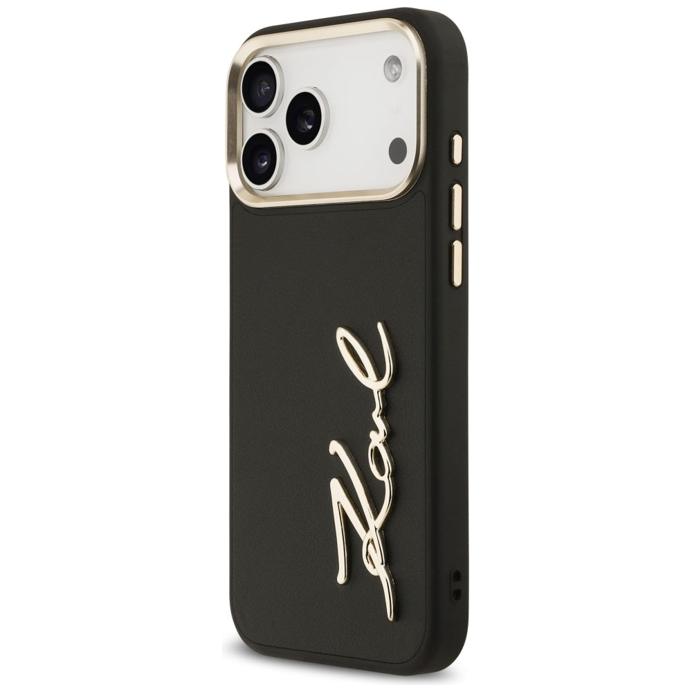 Husa pentru Apple iPhone 17 Pro Max, Karl Lagerfeld, Script Logo, Neagra