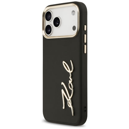 Husa pentru Apple iPhone 17 Pro Max, Karl Lagerfeld, Script Logo, Neagra