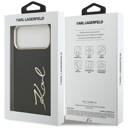 Husa pentru Apple iPhone 17 Pro Max, Karl Lagerfeld, Script Logo, Neagra