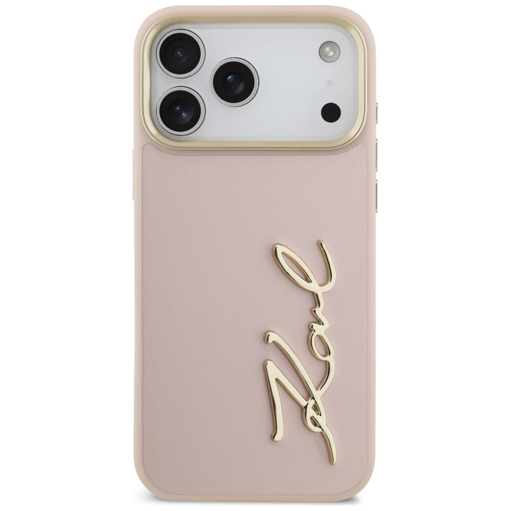 Husa pentru Apple iPhone 17 Pro Max, Karl Lagerfeld, Script Logo, Roz