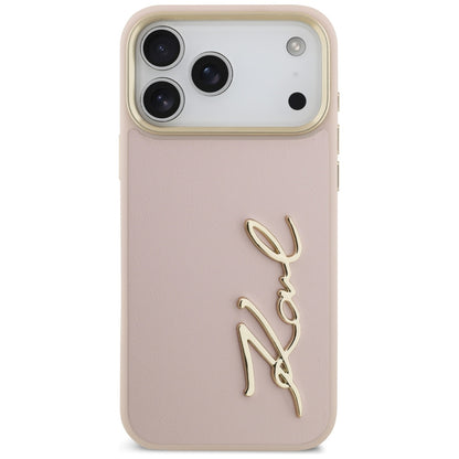 Husa pentru Apple iPhone 17 Pro Max, Karl Lagerfeld, Script Logo, Roz