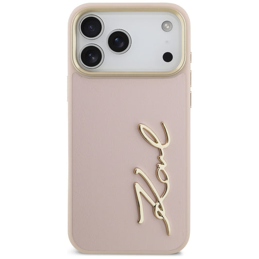 Husa pentru Apple iPhone 17 Pro Max, Karl Lagerfeld, Script Logo, Roz