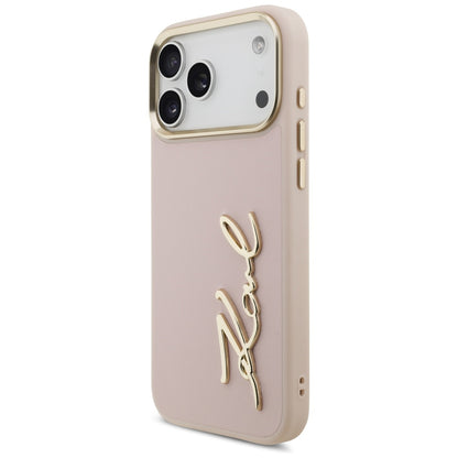 Husa pentru Apple iPhone 17 Pro Max, Karl Lagerfeld, Script Logo, Roz