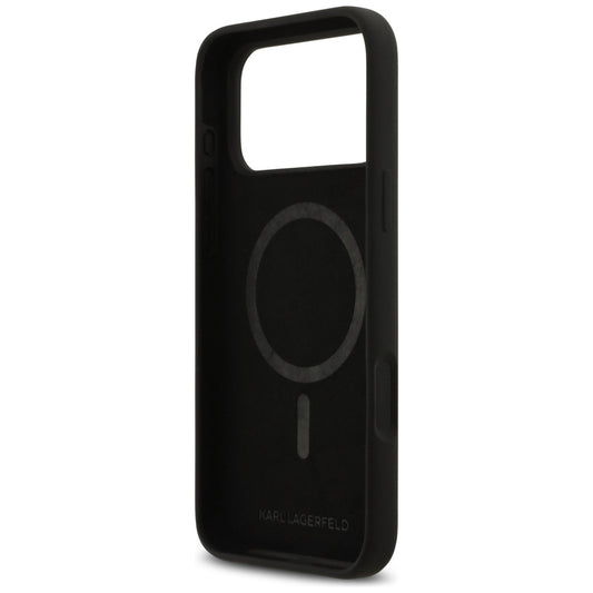Husa pentru Apple iPhone 17 Pro Max, Karl Lagerfeld, Sketch and Logo Karl & Choupette, Neagra