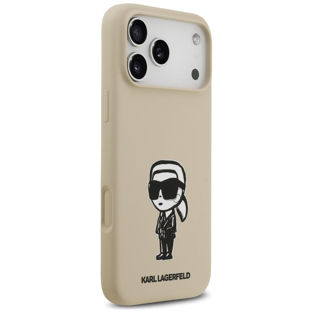 Husa pentru Apple iPhone 17 Pro Max, Karl Lagerfeld, Sketch and Logo Karl, Maro
