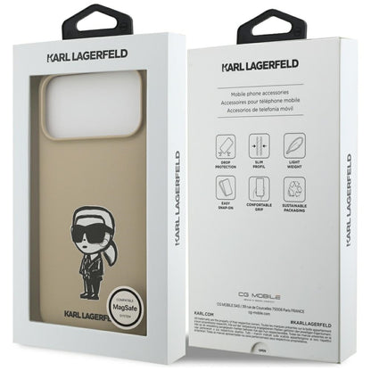 Husa pentru Apple iPhone 17 Pro Max, Karl Lagerfeld, Sketch and Logo Karl, Maro